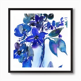 Blue Flowers In A Vase Art Print