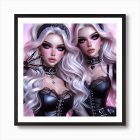 Two Gothic Dolls Art Print