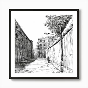 Berlin Wall Street Scene Art Print