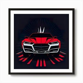 Car Red Artwork Of Graphic Design Flat (59) Art Print