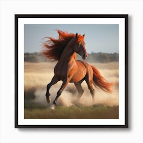 Red Horse Galloping Art Print