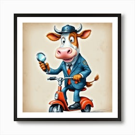 Cow With Magnifying Glass 3 Art Print