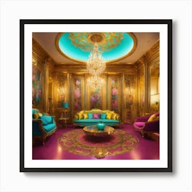 Futuristic Beautiful French Mansion Interior Sitti (17) Art Print