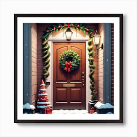 Christmas Decoration On Home Door Mysterious (6) Art Print