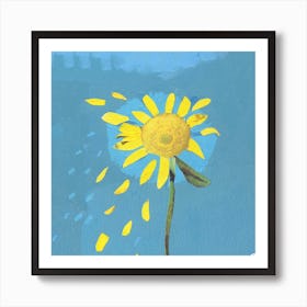 Sunflower Loves Me Loves Me Not Collage Painting  Art Print