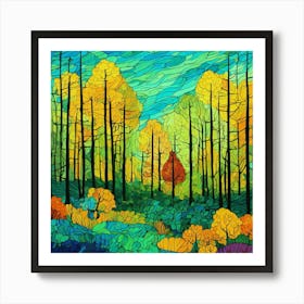 Autumn Forest, abstract painting Art Print