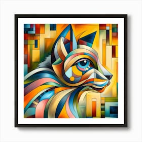 Abstract Cat Painting Art Print