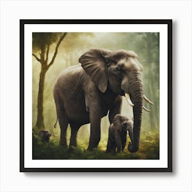Elephants In The Forest 1 Art Print