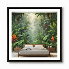 Tropical Jungle Mural Art Print Paintings Affiche