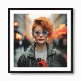 Redhead Girl In Sunglasses Art Print