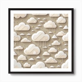 Paper Clouds Seamless Pattern Art Print