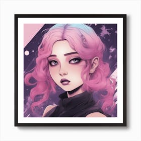 Pink Haired Girl Art Print