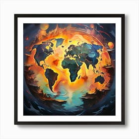 Earth In Flames Art Print