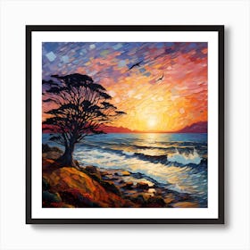 Sunrise Serenity: Cypress Whispers Art Print