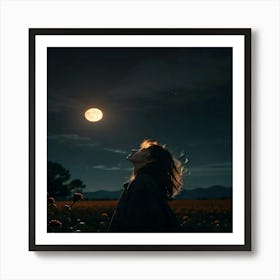 Full Moon In The Field 1 Art Print