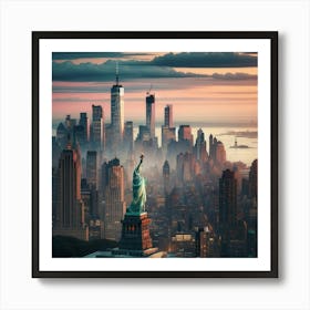 New York City At Sunset Art Print