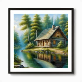 Rustic Cabin By The Little Lake Affiche