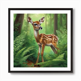 Fawn In The Forest 2 Art Print