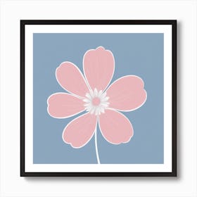 A White And Pink Flower In Minimalist Style Square Composition 116 Art Print