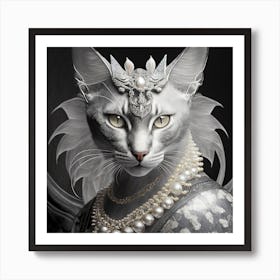 Firefly A Beautiful, Cool, Handsome Silver And Cream Majestic Masculine Main Cat Blended With A Japa (5) Art Print