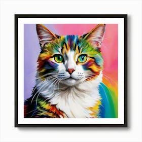 Rainbow Cat Art Print