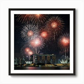Fireworks In Singapore Art Print