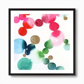 Watercolor Circles: Red and Green Art Print