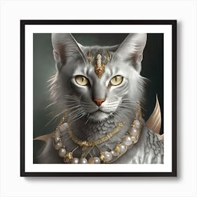 Firefly A Beautiful, Cool, Handsome Silver And Cream Majestic Masculine Main Cat Blended With A Japa (3) Art Print