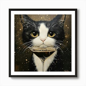 Cat With Martini 1 Art Print