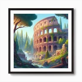 Colosseum In An Enchanted Forest 6 Art Print