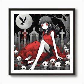 Anime Graveyard Girl Art Print