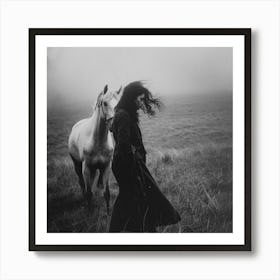 Woman And A Horse Aesthetic Art Print