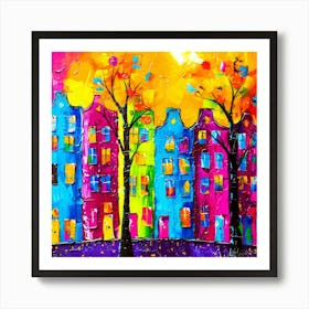 Cities In England - Colorful Row Houses Art Print