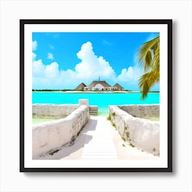Beach House On A Tropical Island Art Print