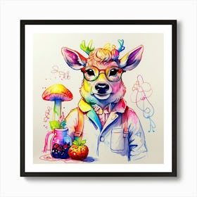 Deer In Glasses 8 Art Print