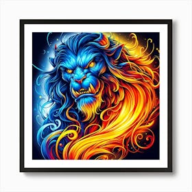 Lion Of Fire Art Print