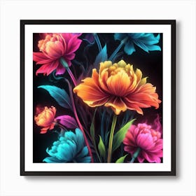 Colorful Flowers Wallpaper Art Print