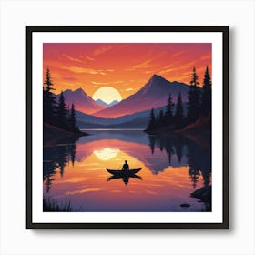 Sunset In A Canoe Art Print