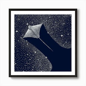 Starry Ornate Eagle Ray SQUARE Art Print