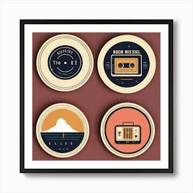 4 Badges Lo Fi Music With Minimalist Design (9) Art Print