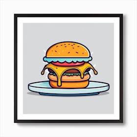 Burger On A Plate 137 Art Print