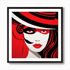 Lady In Red Hat Art Print