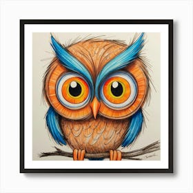 Owl On A Branch 7 Art Print