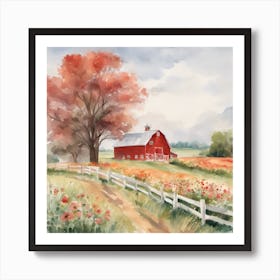 50860 Watercolor Painting Of A Rolling Countryside, With Xl 1024 V1 0 Art Print