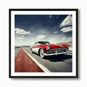 Road Street Fast Transport Speed Auto Wheel Drive Red White Vehicle Car Transportation Art Print