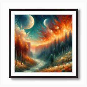 Fire In The Forest 2 Art Print