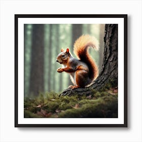 Red Squirrel In The Forest 11 Art Print