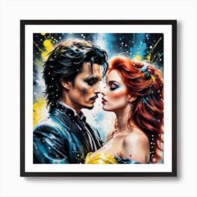 Johnny Depp And Belle Art Print