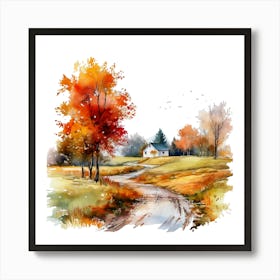 Watercolor Of Autumn Art Print