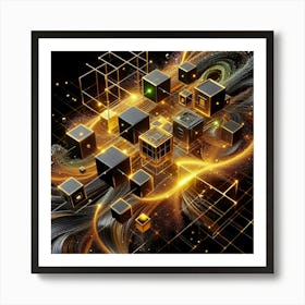 Abstract Cubes Art Print